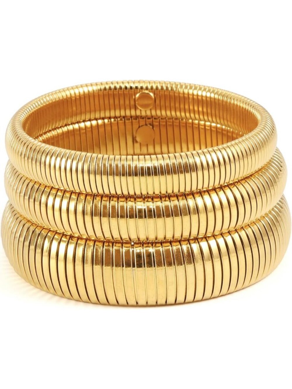 Chic Gold Bangles for Women - Stainless Steel Snake Chain & Irregular Cuff